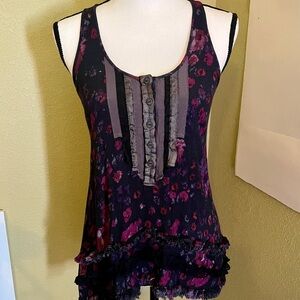 Free People Floral Tank Top - Purple and Black